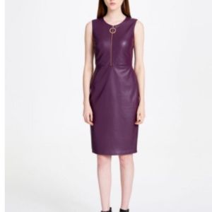 NWT - Calvin Klein Zip Front Faux Leather Sheath